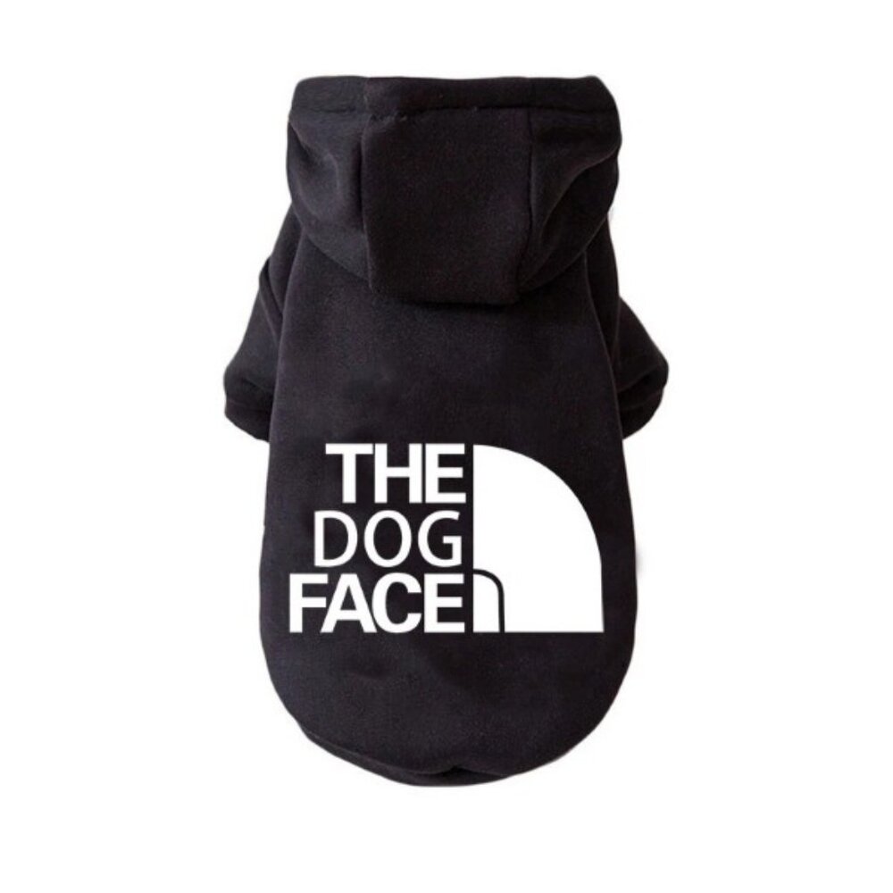 Puppy Pet The Dog Face Black L Fleece Hoodie Coat Jacket Vest Apparel Clothing